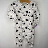 Size 6-9m: Monica + Andy White/Black Rabbits 1pc PJs