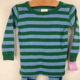 Size 2 (85): Hanna Andersson Blue/Green Stripe 2pc Pjs