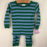 Size 2 (85): Hanna Andersson Blue/Green Stripe 2pc Pjs