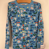 Size 6-7 (120): Hanna Andersson Blue Floral 2pc PJs