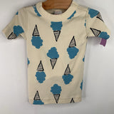 Size 4 (100): Hanna Andersson Creme/Blue Ice Cream Print 2pc Shorty PJs