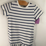 Size 2-3: Primary White Blue Striped Short Sleeve Dress