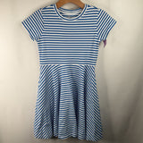 Size 12: Primary Blue White Striped Short Sleeve Dress