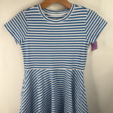 Size 12: Primary Blue White Striped Short Sleeve Dress