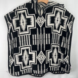 Size OS: Pendleton Black White Patterned Terry Cloth Poncho