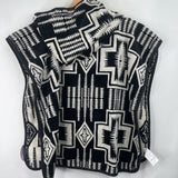 Size OS: Pendleton Black White Patterned Terry Cloth Poncho