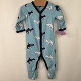 Size 3-6m: Monica + Andy Blue Shark Print Button-Up 1pc Footy PJs
