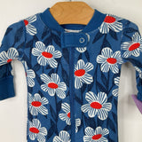 Size 0-3m (50): Hanna Andersson Blue/White/Red Flowers Long Sleeve 1pc PJS