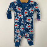 Size 0-3m (50): Hanna Andersson Blue/White/Red Flowers Long Sleeve 1pc PJS