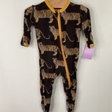 Size 0-3m: KicKee Pants Black/Yellow Tigers 1pc Footy PJs