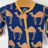 Size 0-3m: KicKee Pants Navy/Yellow Camels 1pc Footy PJs