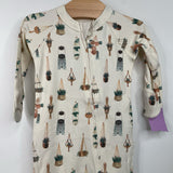 Size 0-3m: Goumi Beige Hanging Plants Footed Long Sleeve PJS NEW