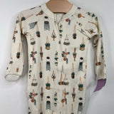 Size 3-6m: Goumi Beige Hanging Plants Footed Long Sleeve PJS NEW