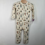 Size 3-6m: Goumi Beige Hanging Plants Footed Long Sleeve PJS NEW