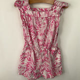 Size 3: GAP Pink/White Leaves Print Ruffle Sleeve Shorty Romper