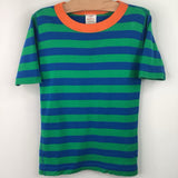 Size 8 (130): Hanna Andersson Blue/Green Striped Short Sleeve Shorty 2pc PJs