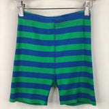Size 8 (130): Hanna Andersson Blue/Green Striped Short Sleeve Shorty 2pc PJs