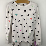 Size 7: Tea White Black Heart Print 2pc PJs