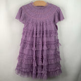 Size 6-7: Mini Boden Purple Tulle Ruffled Short Sleeve Dress