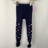 Size 3 (90): Hanna Andersson Blue Floral Butterfly Knitted Footed Tights