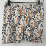 Size 5 (110): Hanna Andersson White/Rainbow Unicorn Print 2pc Shorty PJs