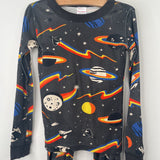 Size 6-7 (120): Hanna Andersson Grey/Colorful Space Print 2pc PJs
