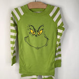Size 5 (110): Hanna Andersson Green Striped The Grinch 2pc PJs