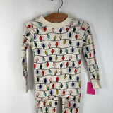 Size 4 (100): Hanna Andersson White Colorful Holiday Lights 2pc PJs