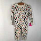 Size 4 (100): Hanna Andersson White Colorful Holiday Lights 2pc PJs