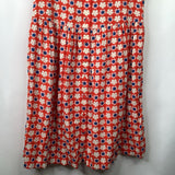 Size 12 (150): Hanna Andersson Red Blue White Floral Button-Up Short Sleeve Dress