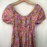 Size 14: There Abouts Pink Yellow Floral Backless Short Sleeve Dress