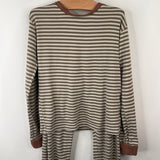 Size 10-12: Rylee + Cru Grey/Green Striped 2pc PJs