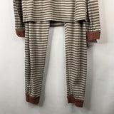 Size 10-12: Rylee + Cru Grey/Green Striped 2pc PJs