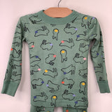 Size 3 (90): Hanna Andersson Green Bunny 2pc PJs