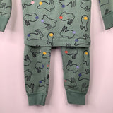 Size 3 (90): Hanna Andersson Green Bunny 2pc PJs