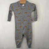 Size 12-18m (75): Hanna Andersson Grey/Orange Tiger Print 1pc PJs