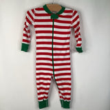 Size 18-24m (80): Hanna Andersson Green/Red/White Striped 1pc PJs