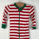 Size 2 (85): Hanna Andersson Green/Red/White Striped 1pc PJs