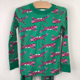 Size 5 (110): Hanna Andersson Green/Pink Tigers 2pc PJs