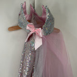 Size 7-8: Great Pretenders Pink Silver Shimmery 2pc Princess Set