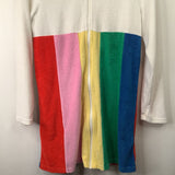 Size 12 (150): Hanna Andersson White/Rainbow Terry Cloth Zip-Up Hoodie