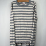 Size 12 (150): Hanna Andersson White/Grey Striped 2pc PJs