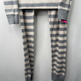 Size 12 (150): Hanna Andersson White/Grey Striped 2pc PJs