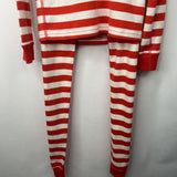 Size 12 (150): Hanna Andersson White/Red Striped 2pc PJs