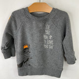 Size 6-12m (70): Hanna Andersson Grey Where The Wild Things Are Sweatshirt REDUCED