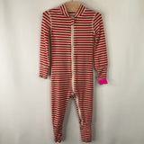 Size 6-12m: Hanna Andersson Red/White Striped 1pc Zip Up Pjs