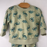 Size 3-6m (60): Hanna Andersson Green Dinosaur 2pc Cozy Sweat Set