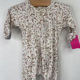 Size 0-3m: Goumi White/Brown Garden 1pc Footy PJs