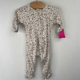 Size 0-3m: Goumi White/Brown Garden 1pc Footy PJs