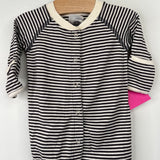 Size 0-3m (50): Hanna Andersson White/Black Striped 1pc Footy PJs